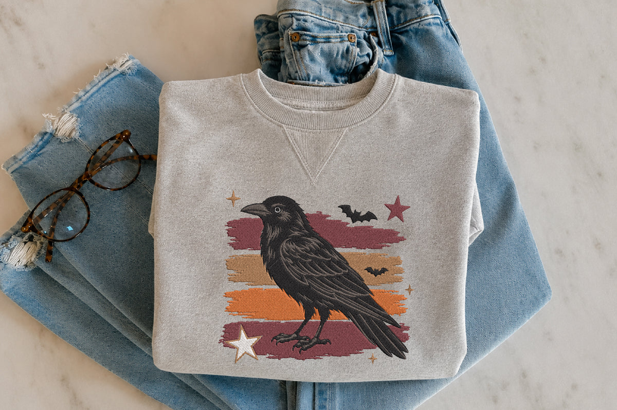 Halloween Raven Embroidery Design
