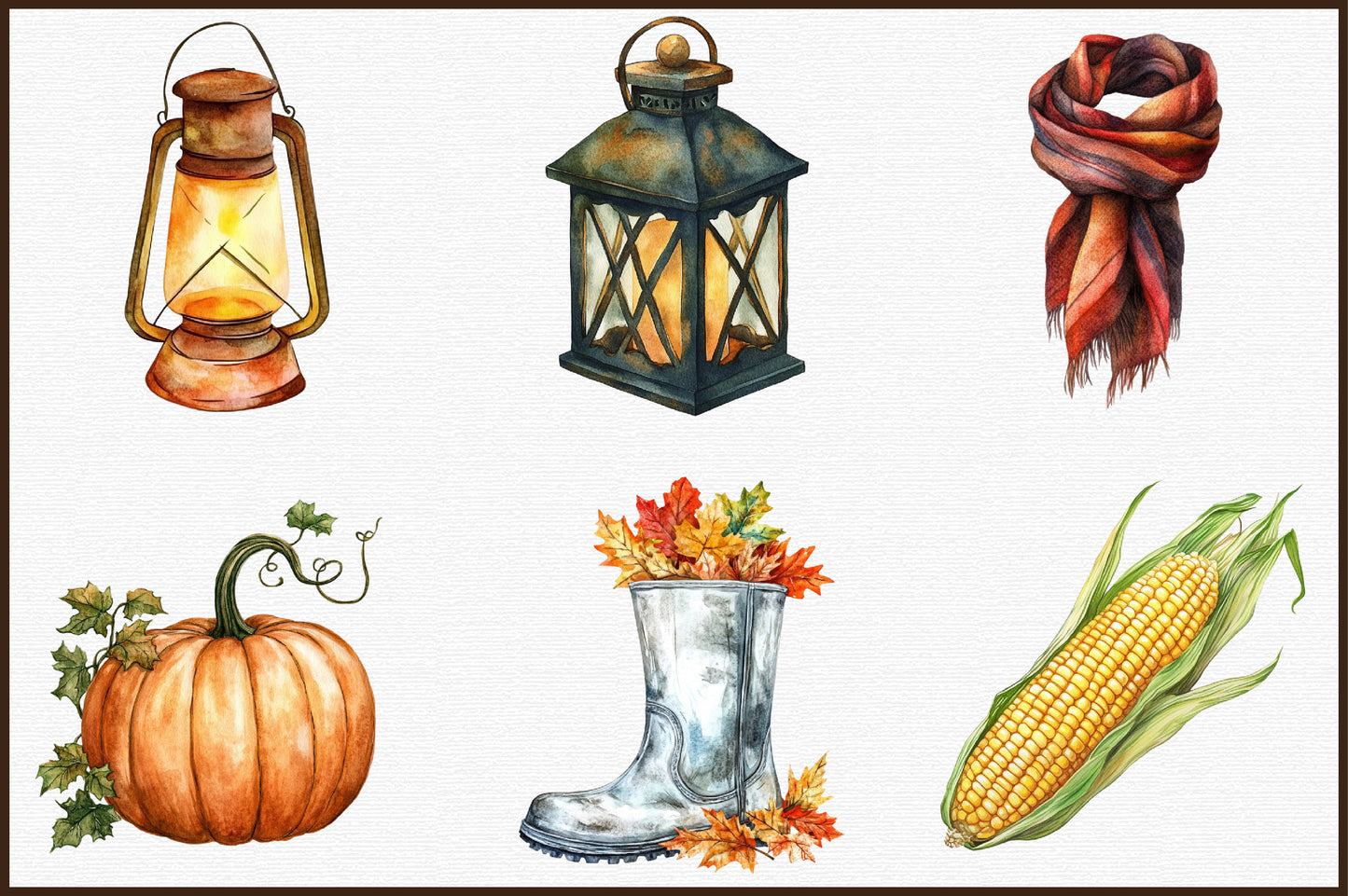 Hand Drawn Autumn Clipart Fall Cozy Harvest PNG Bundle