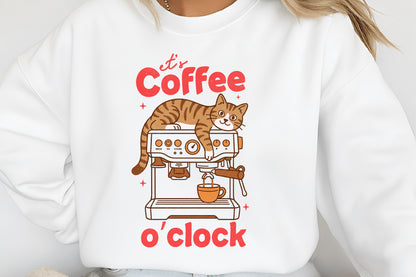 Funny Cat Coffee PNG, It’s Coffee O’Clock Cat Design