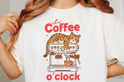 Funny Cat Coffee PNG, It’s Coffee O’Clock Cat Design
