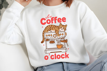 Funny Cat Coffee PNG, It’s Coffee O’Clock Cat Design