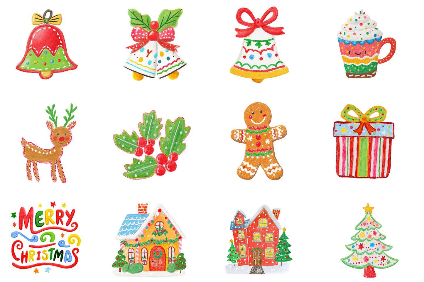 Hand Drawn Christmas Clipart Bundle 41 PNG Handwriting Holiday