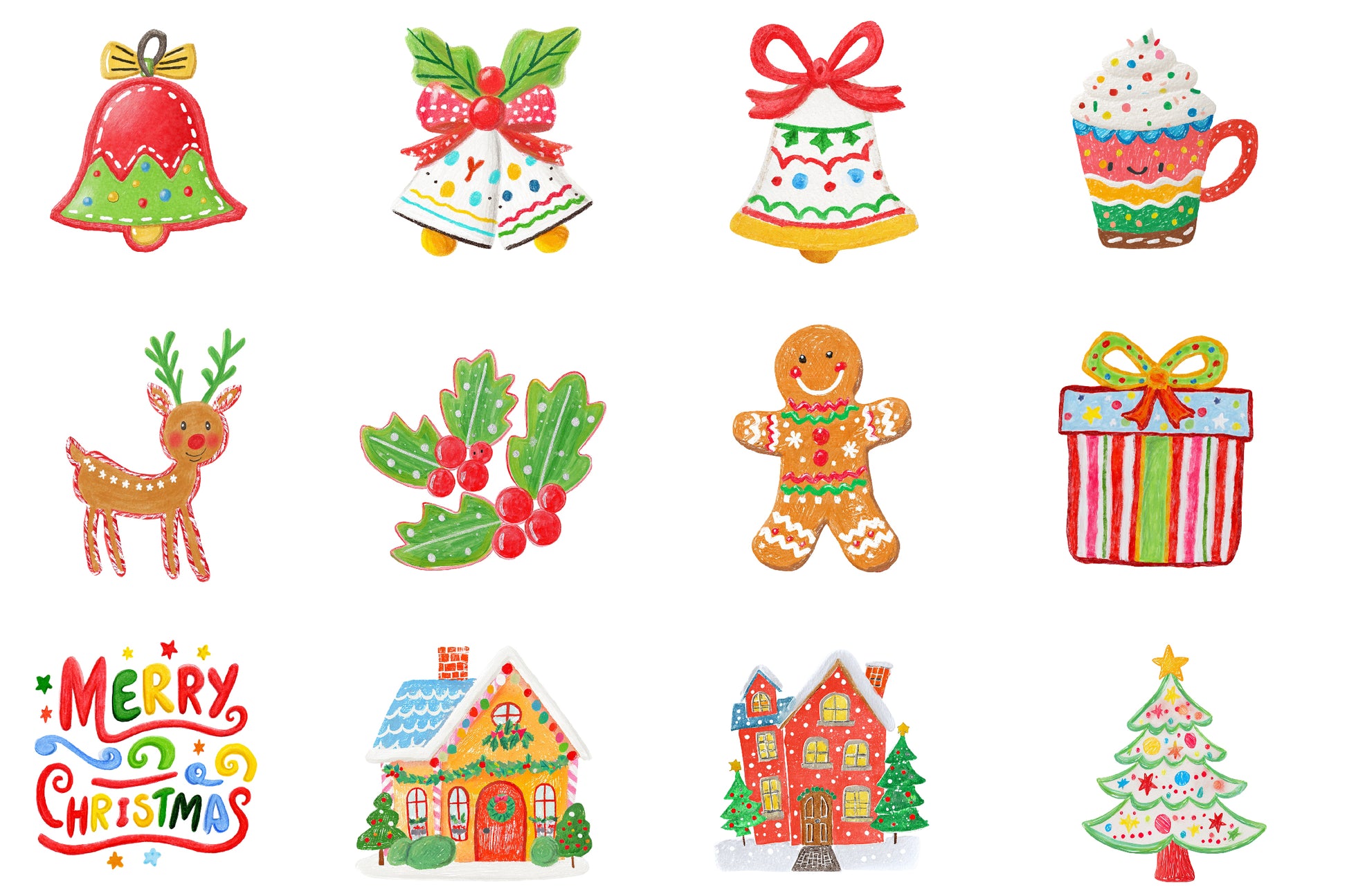 Hand Drawn Christmas Clipart Bundle 41 PNG Handwriting Holiday