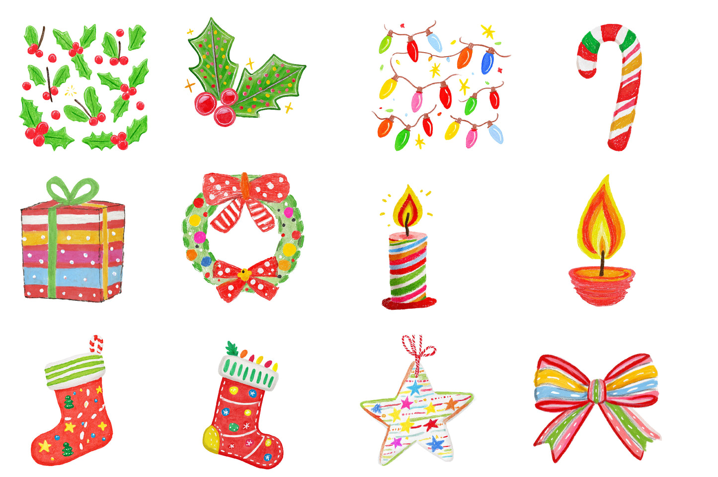 Hand Drawn Christmas Clipart Bundle 41 PNG Handwriting Holiday