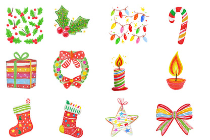 Hand Drawn Christmas Clipart Bundle 41 PNG Handwriting Holiday
