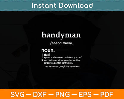 Handyman Definition Funny Dad Handyman Father's Day Svg Digital Cutting File
