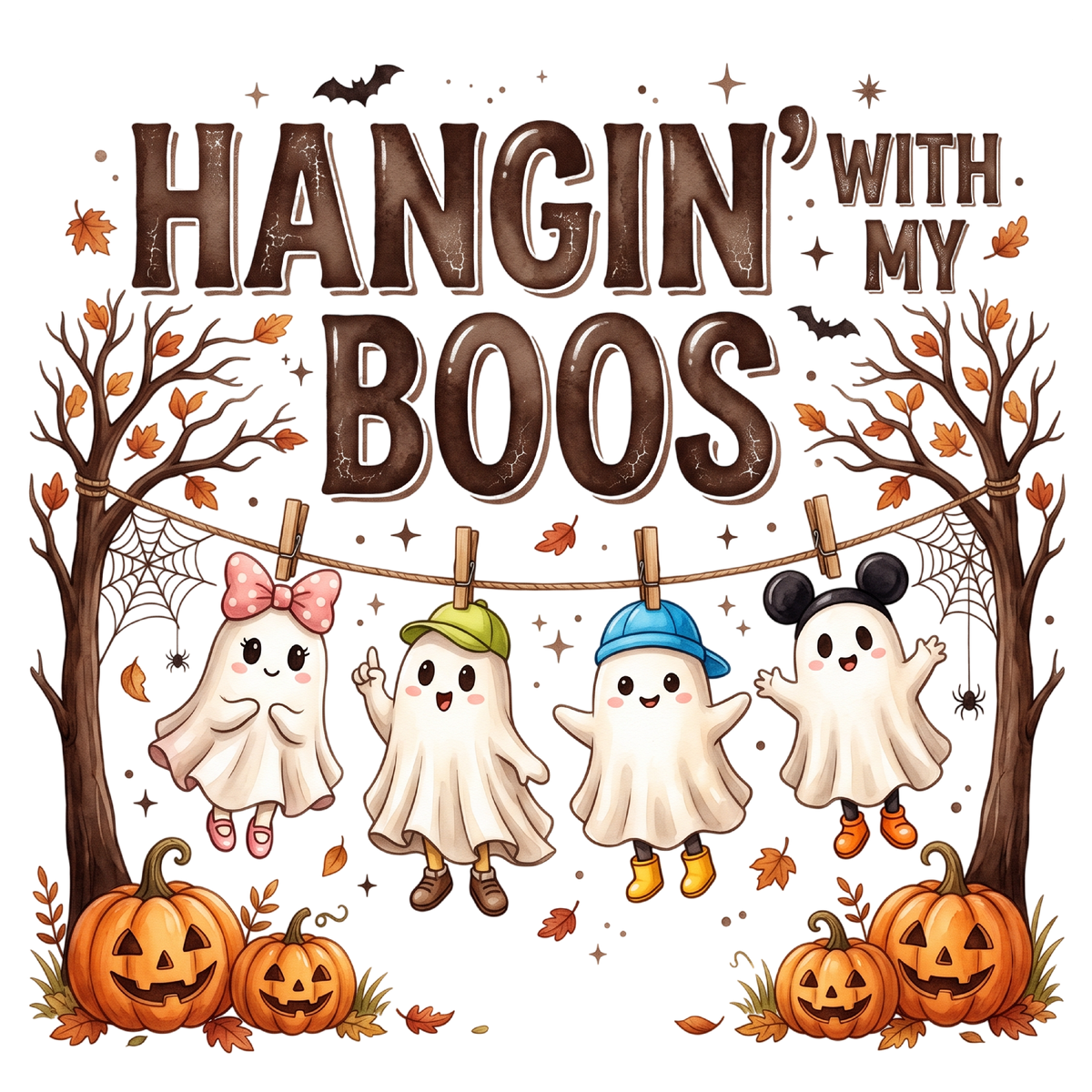 Hangin With My Boos Halloween Ghosts PNG