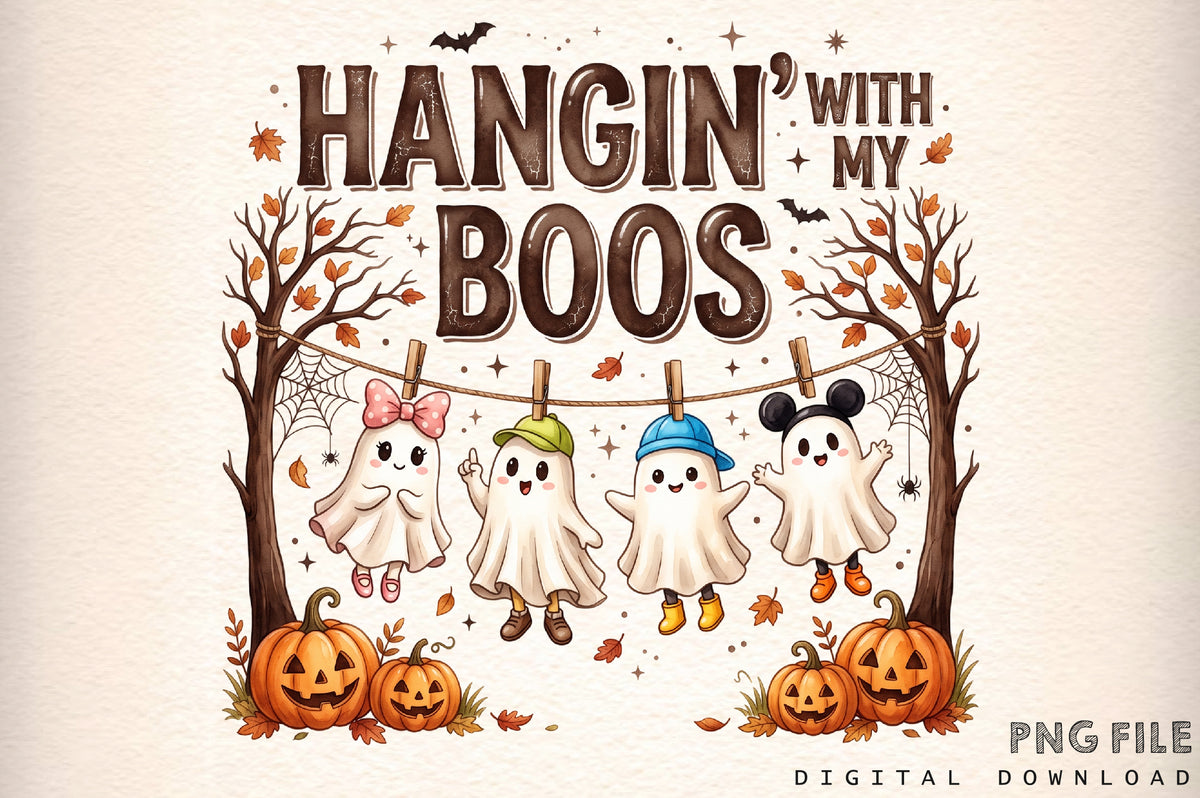 Hangin With My Boos Halloween Ghosts PNG