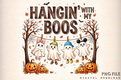 Hangin With My Boos Halloween Ghosts PNG