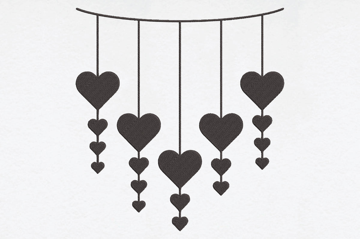 Hanging Hearts Silhouette PNG
