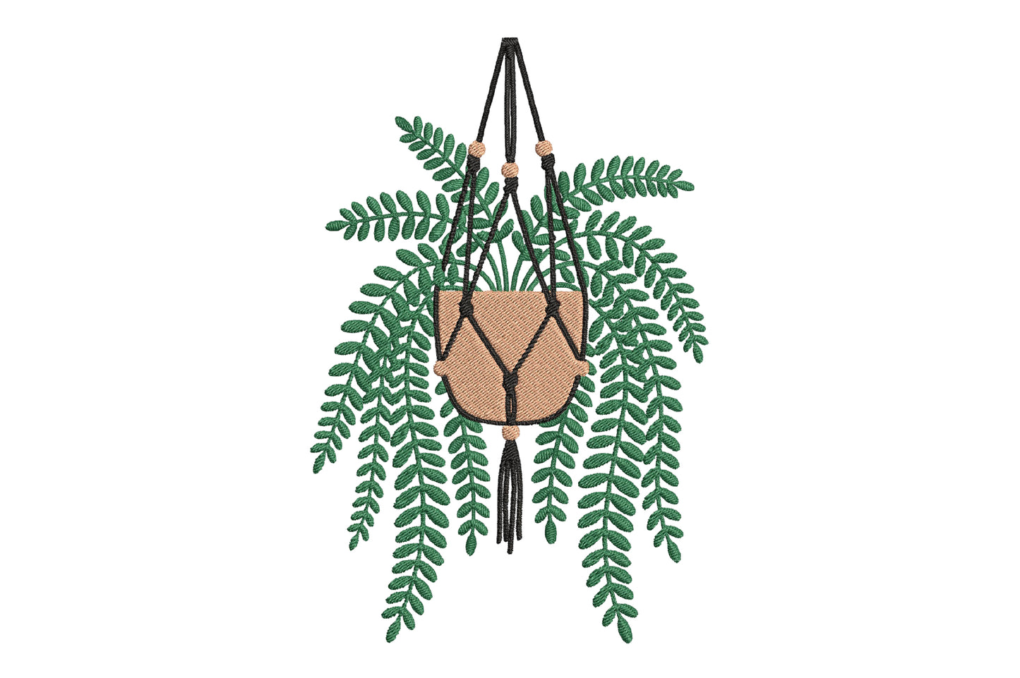Hanging Potted Plant Embroidery Design – Cute Botanical Machine Embroidery Pattern, Hanging Plant Floral Embroidery Design