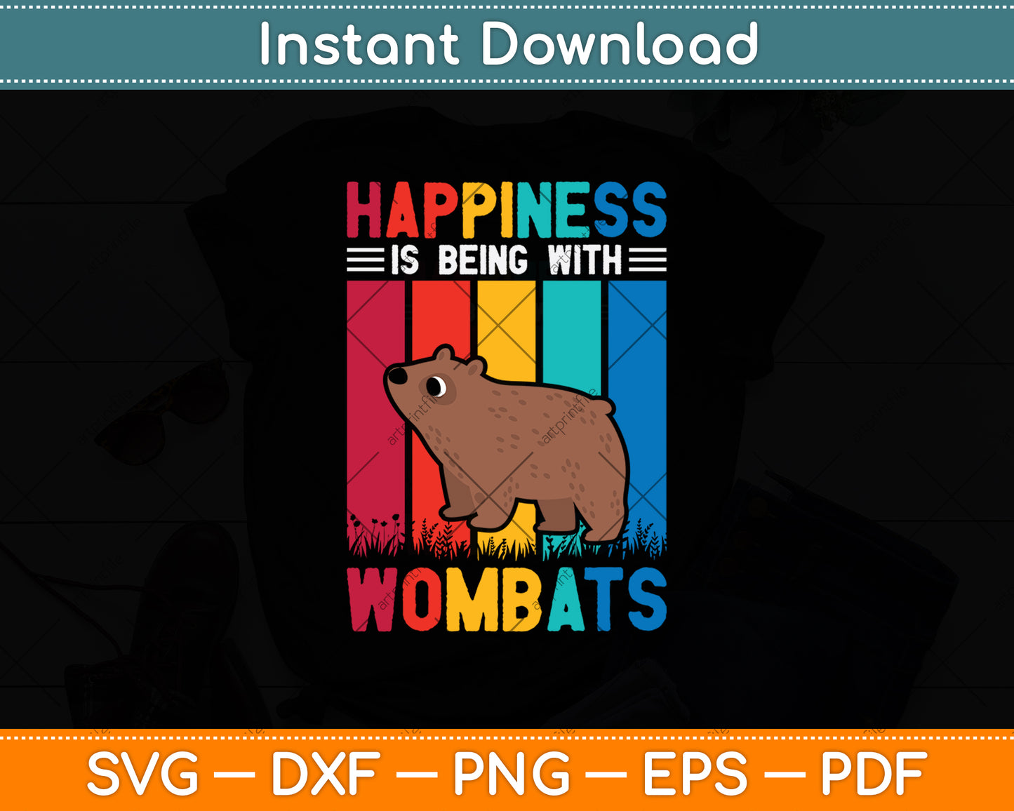 Happiness Is Being With Wombats Svg Png Dxf Digital Cutting File