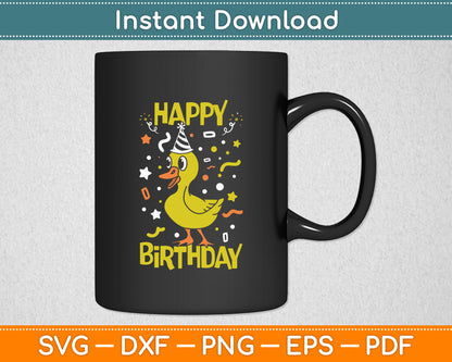 Happy Birthday Duck Svg Png Dxf Digital Cutting File