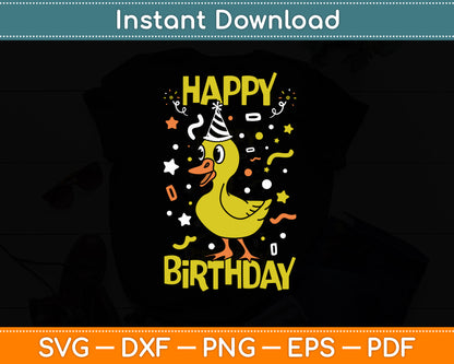 Happy Birthday Duck Svg Png Dxf Digital Cutting File