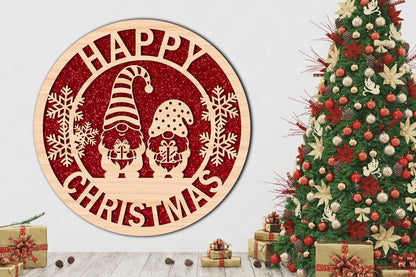 Happy Christmas Gnome SVG Laser Cut