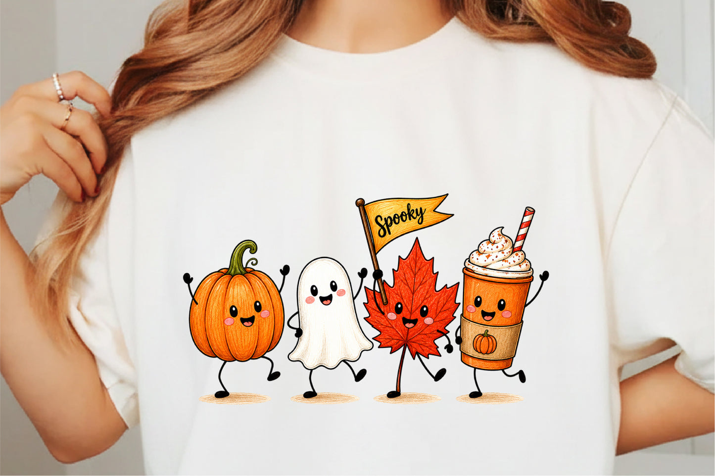 Happy Fall Doodle PNG Autumn Pumpkin Leaves Cute Fall Sublimation