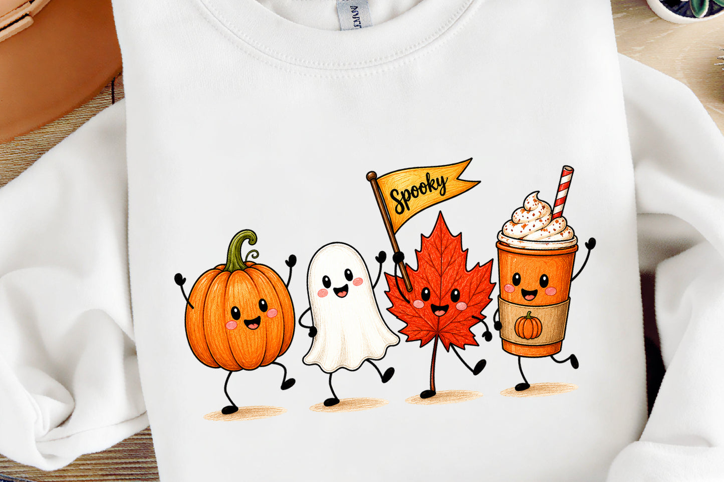 Happy Fall Doodle PNG Autumn Pumpkin Leaves Cute Fall Sublimation