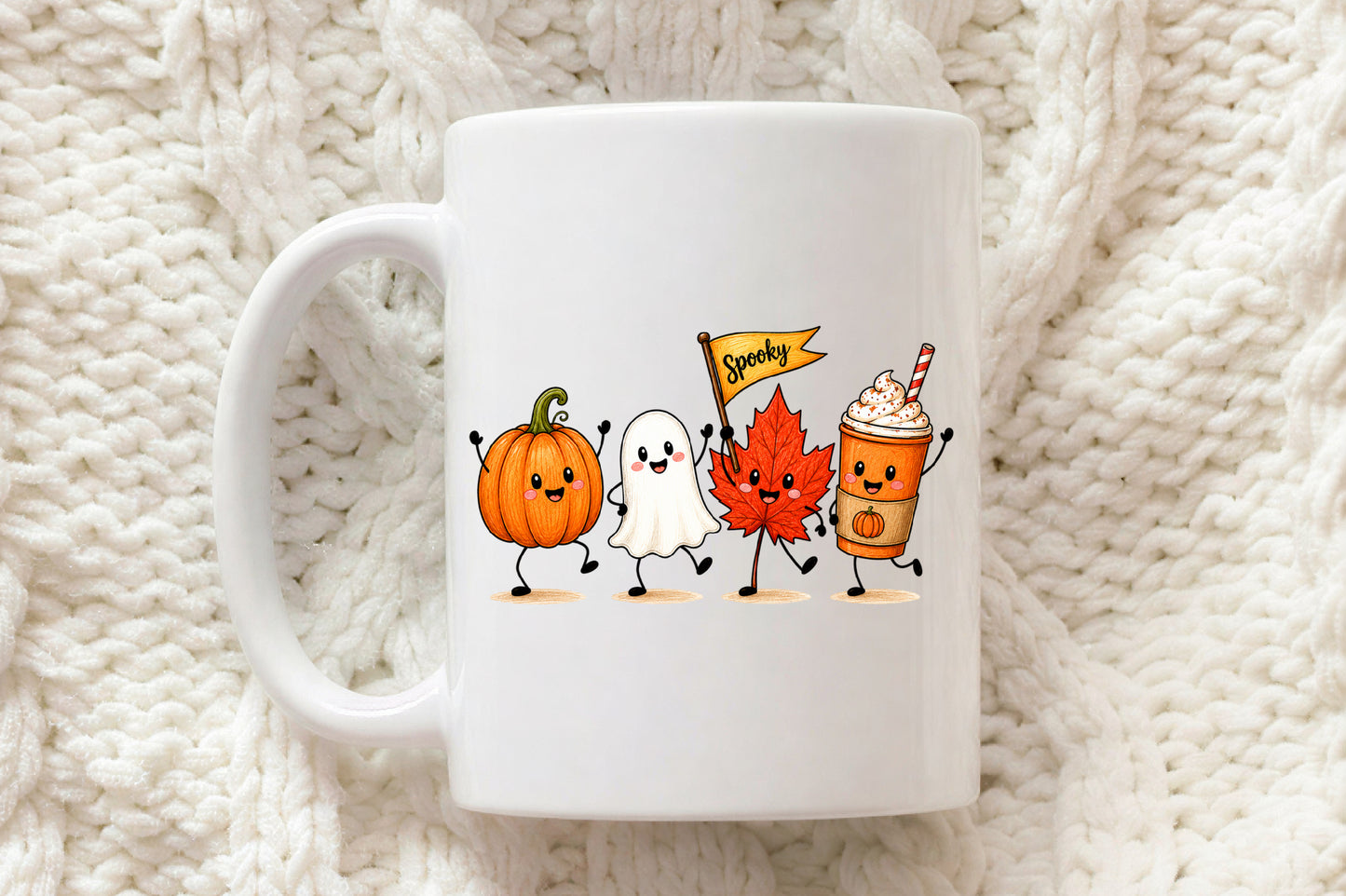 Happy Fall Doodle PNG Autumn Pumpkin Leaves Cute Fall Sublimation