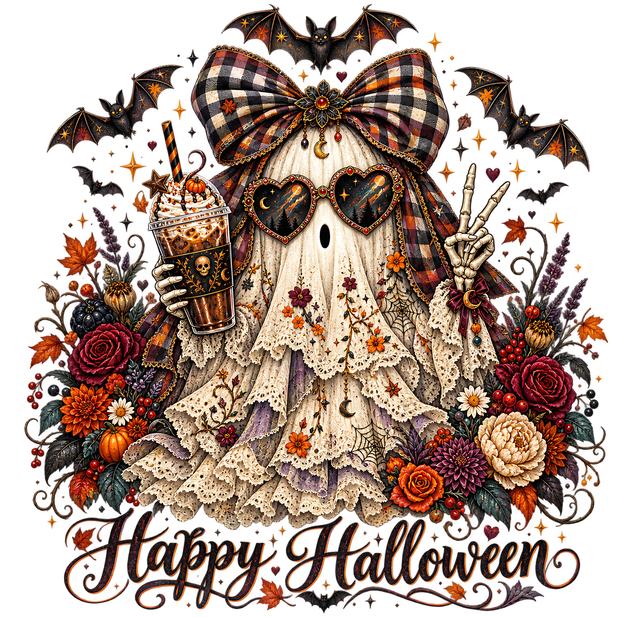 Happy Halloween Ghost Coffee PNG