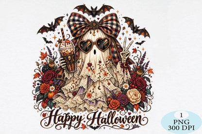 Happy Halloween Ghost Coffee PNG