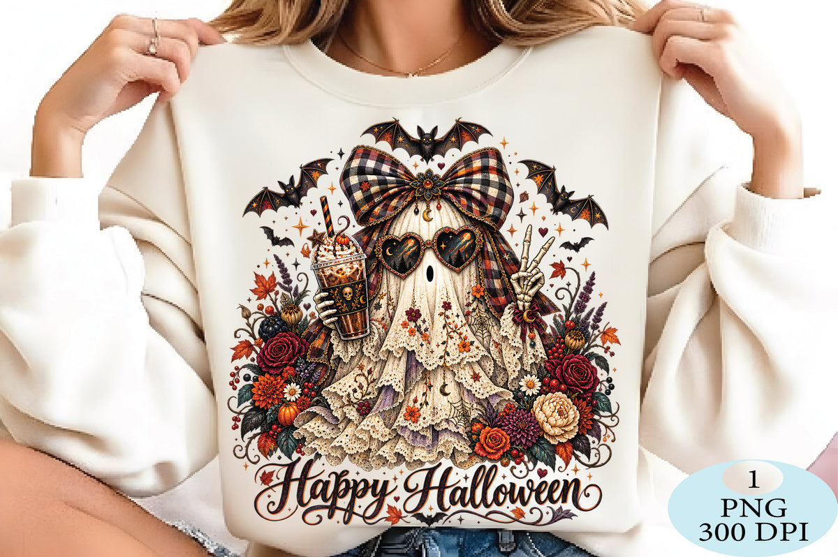 Happy Halloween Ghost Coffee PNG