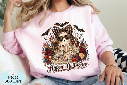 Happy Halloween Ghost Coffee PNG