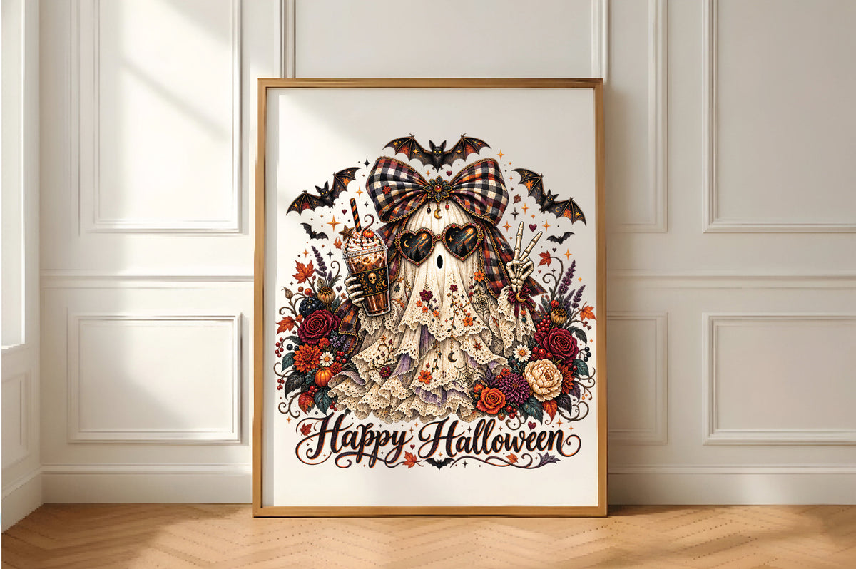 Happy Halloween Ghost Coffee PNG