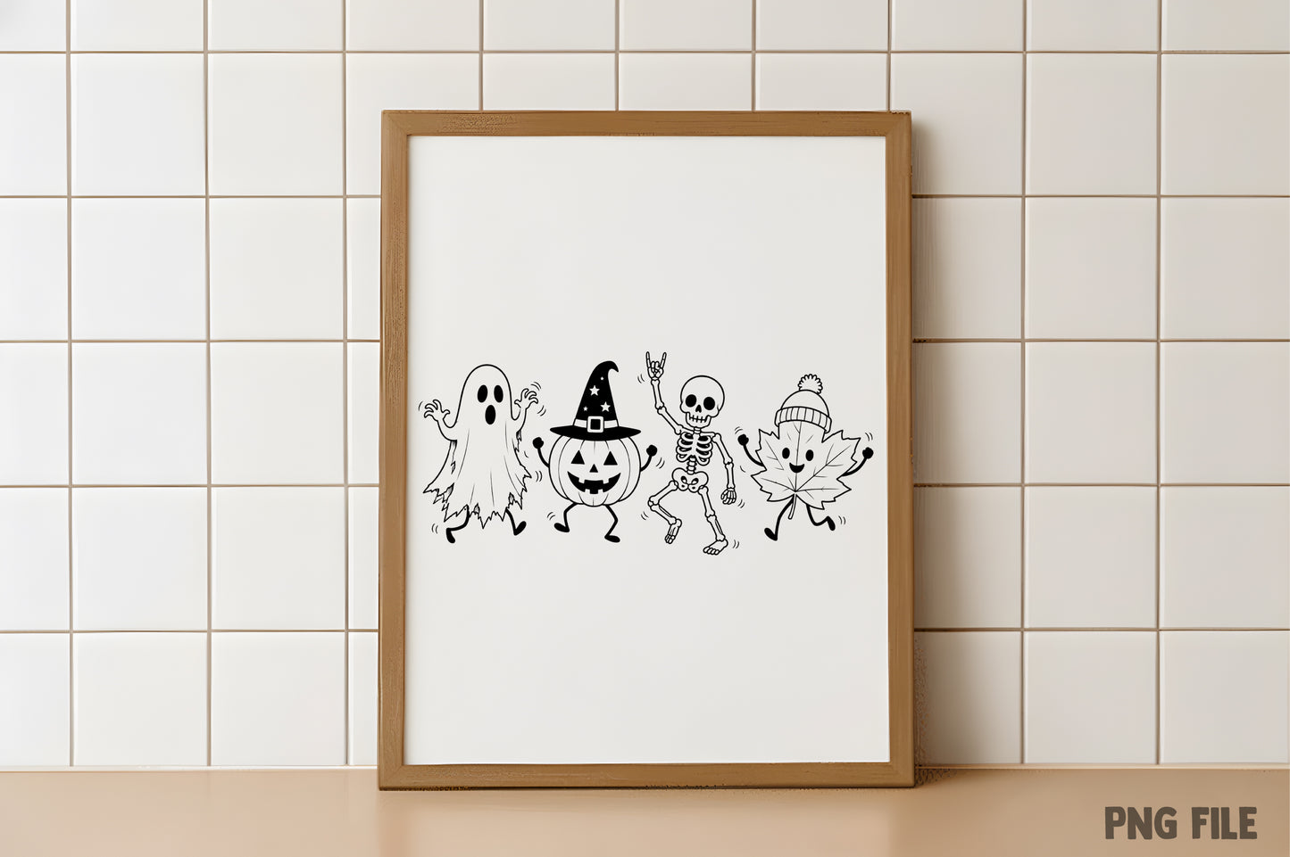 Happy Halloween Doodle PNG | Cute Ghost Pumpkin Skeleton & Fall Leaf Clipart | Spooky Halloween Graphic