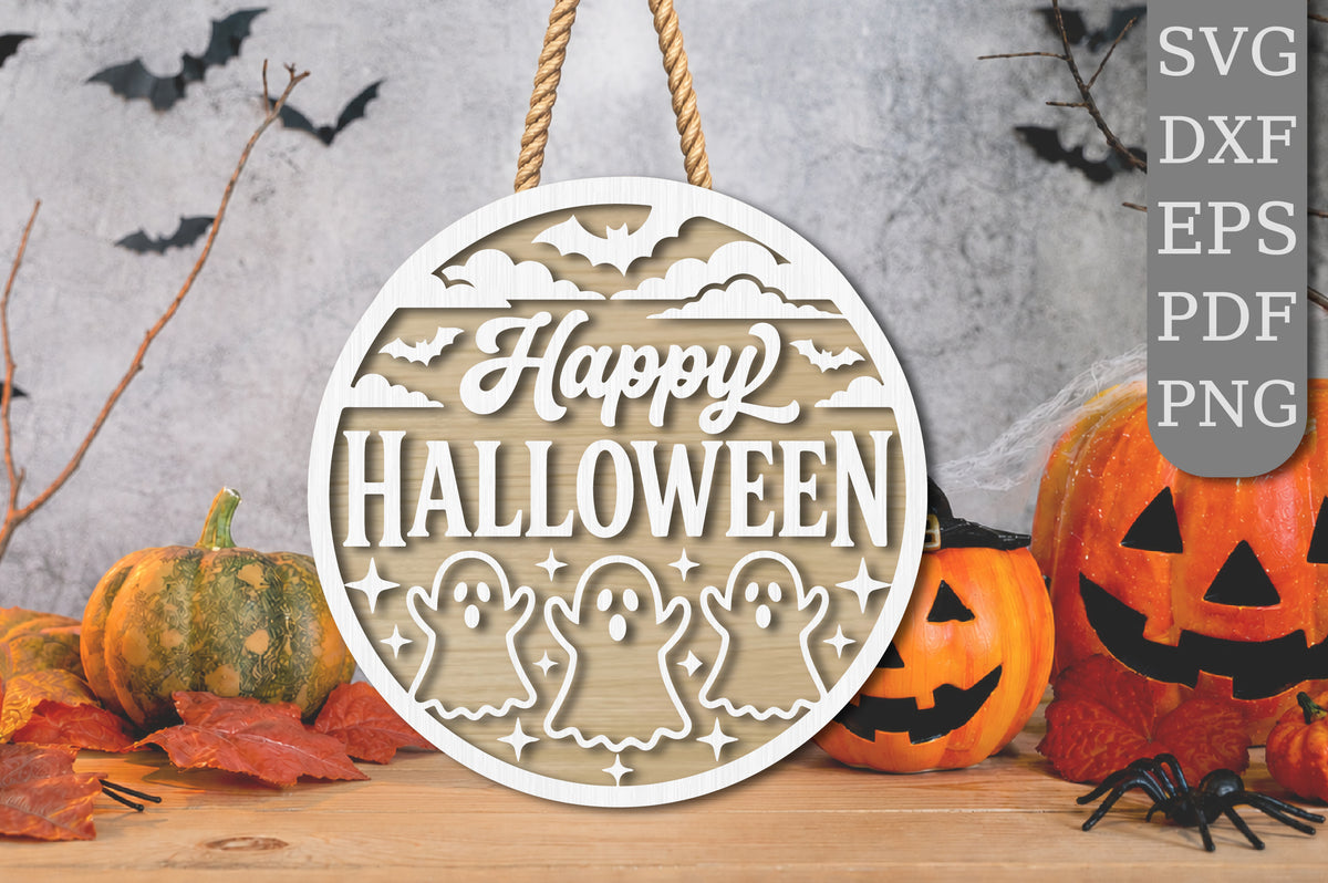 Happy Halloween Ghost Trio SVG