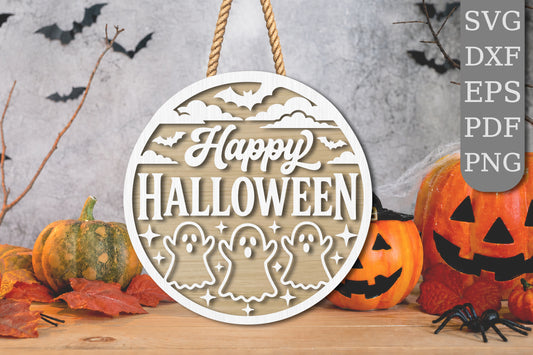 Happy Halloween Ghost Trio SVG