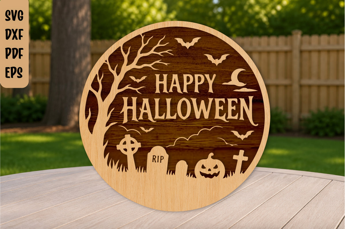 Happy Halloween Graveyard SVG