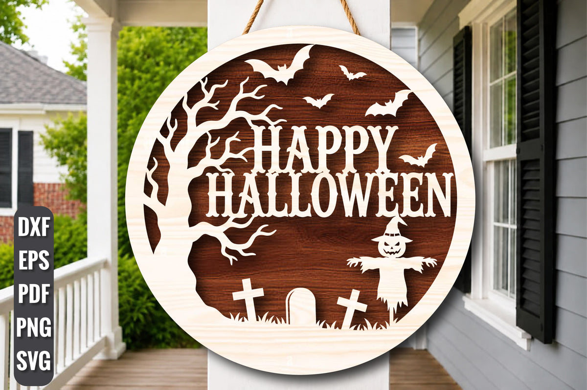Happy Halloween Graveyard Laser Cut SVG