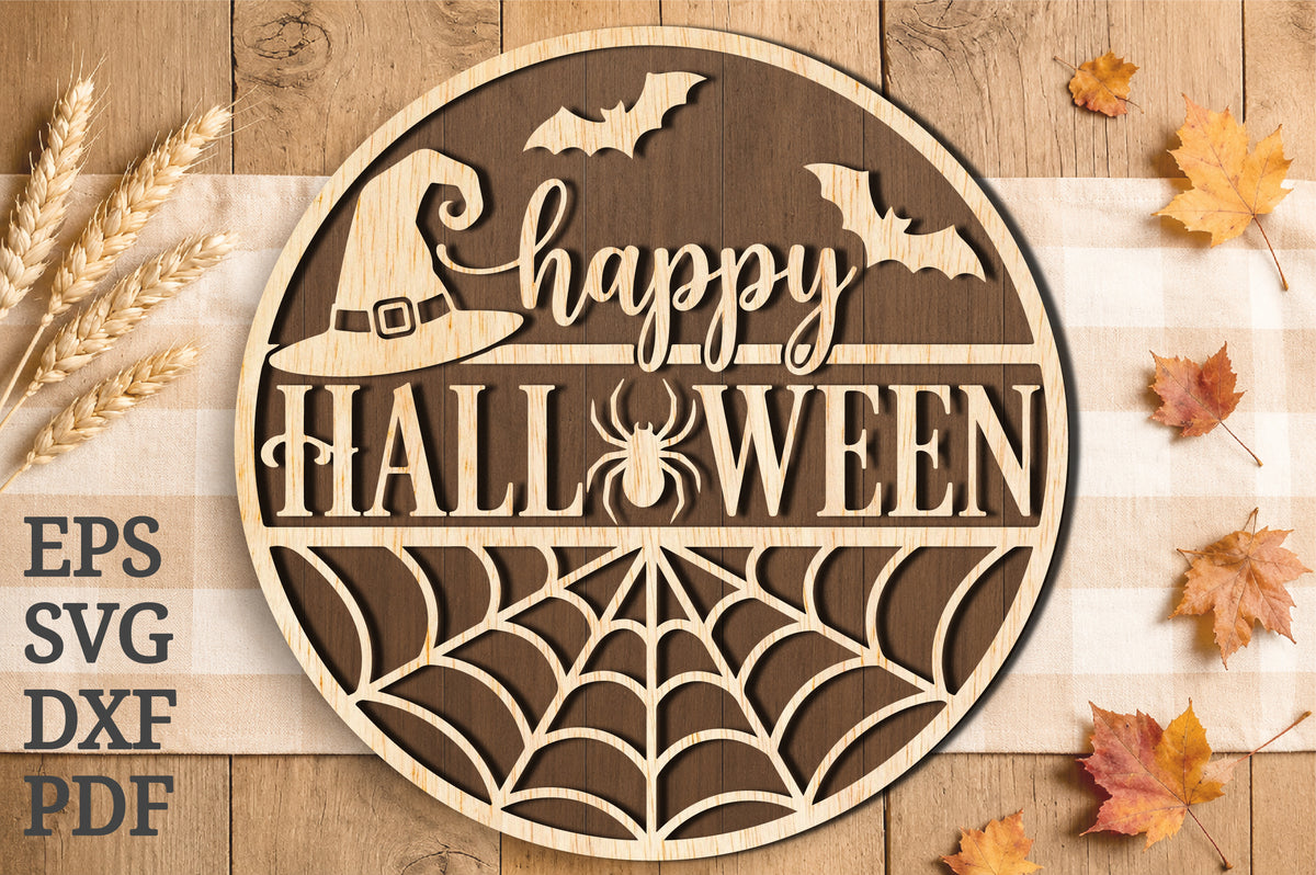 Happy Halloween Witch Hat Sign SVG