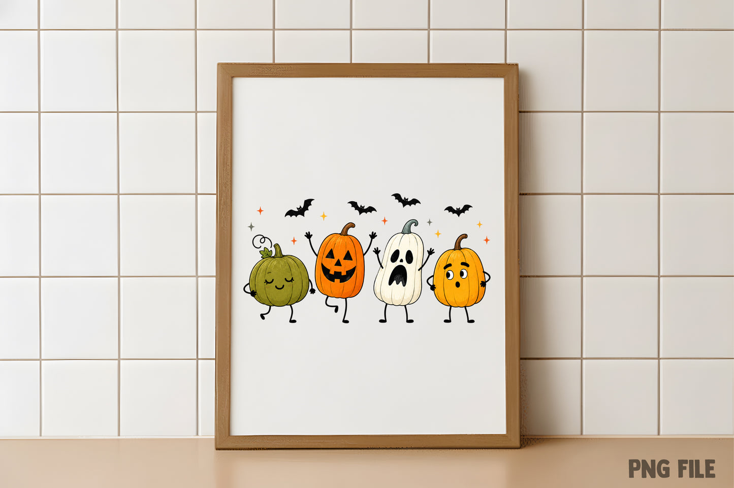 Happy Halloween Pumpkin PNG | Cute Pumpkin Ghost Bat Doodle Clipart | Spooky Fall Halloween Graphic