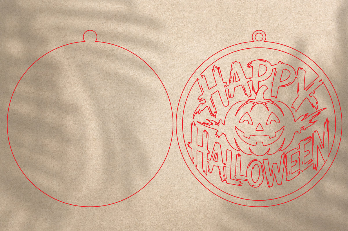 Happy Halloween Pumpkin Laser Cut SVG | Spooky Pumpkin Ornament Design