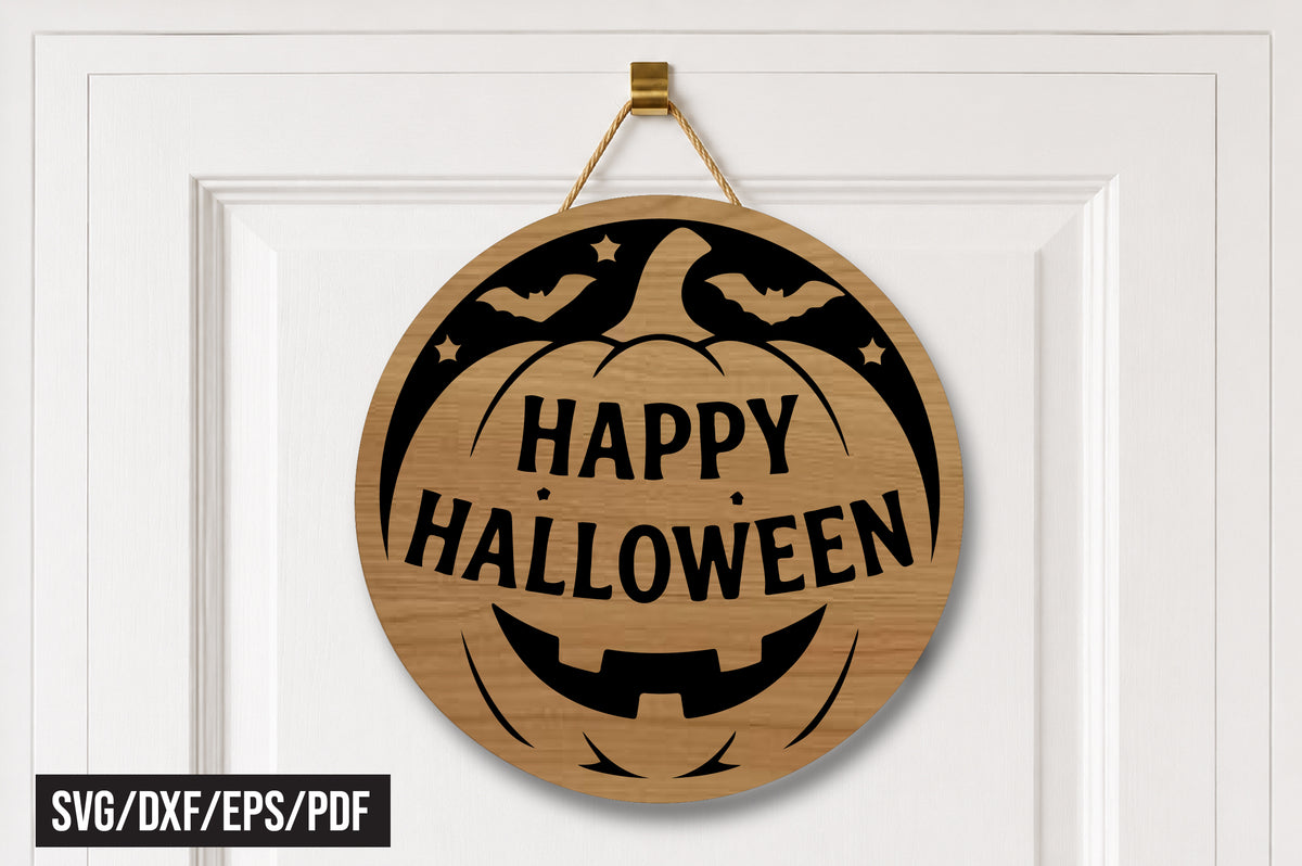 Happy Halloween Pumpkin Door Hanger SVG