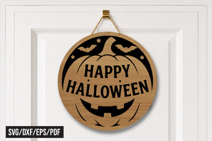 Happy Halloween Pumpkin Door Hanger SVG