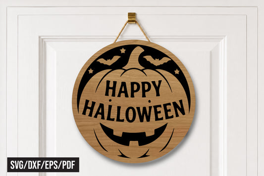 Happy Halloween Pumpkin Door Hanger SVG