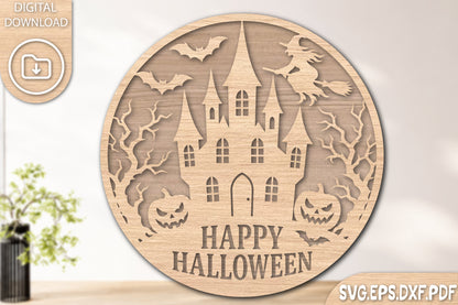 Happy Halloween Round Sign SVG