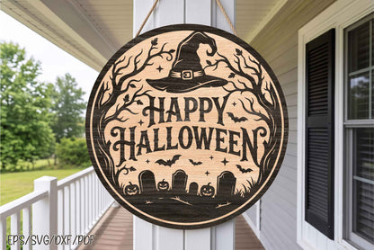 Happy Halloween Witch Laser Cut SVG