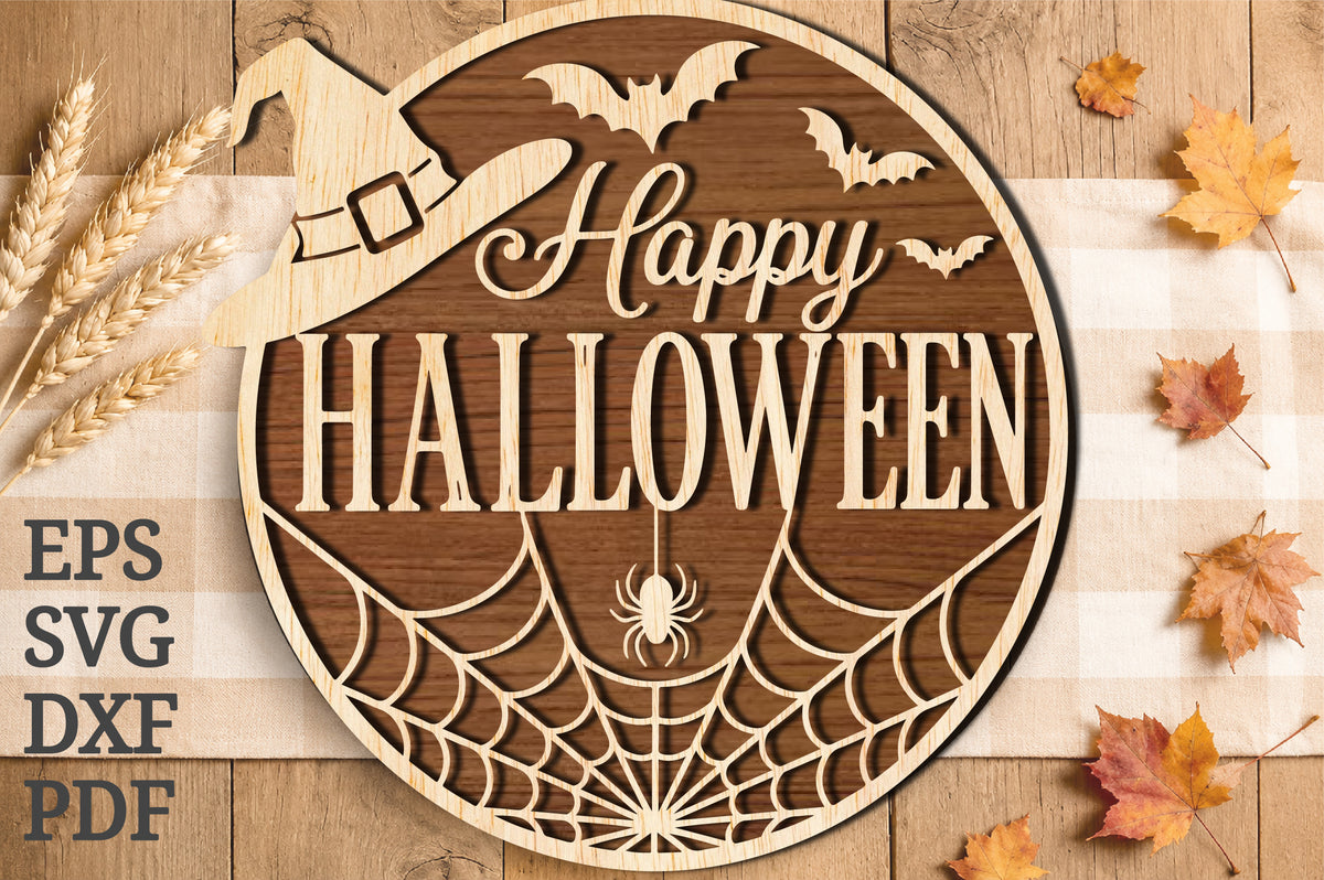 Happy Halloween Round Sign SVG