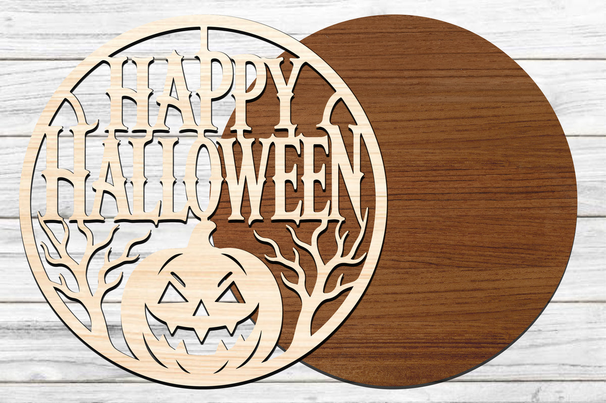Happy Halloween Round Sign SVG | Pumpkin Halloween Laser Cut SVG