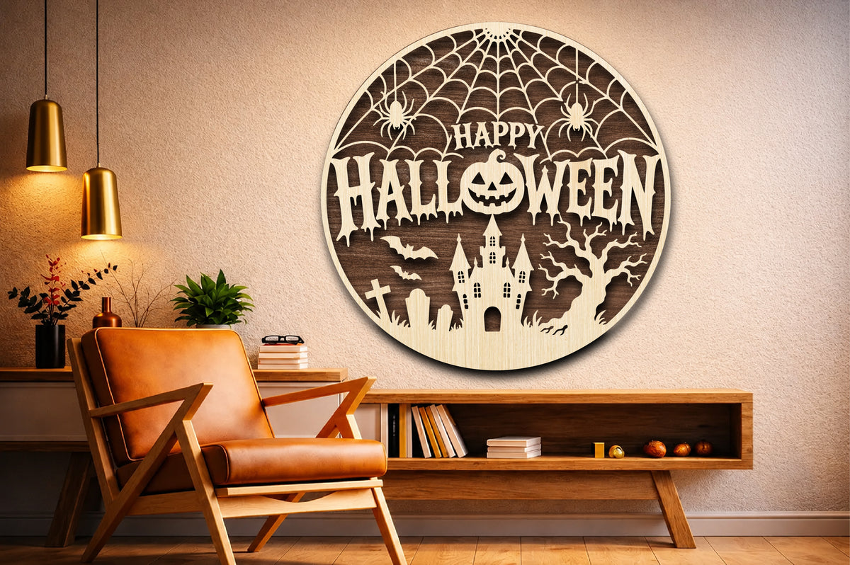 Happy Halloween Round Sign SVG