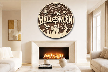 Happy Halloween Round Sign SVG