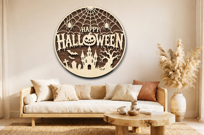 Happy Halloween Round Sign SVG