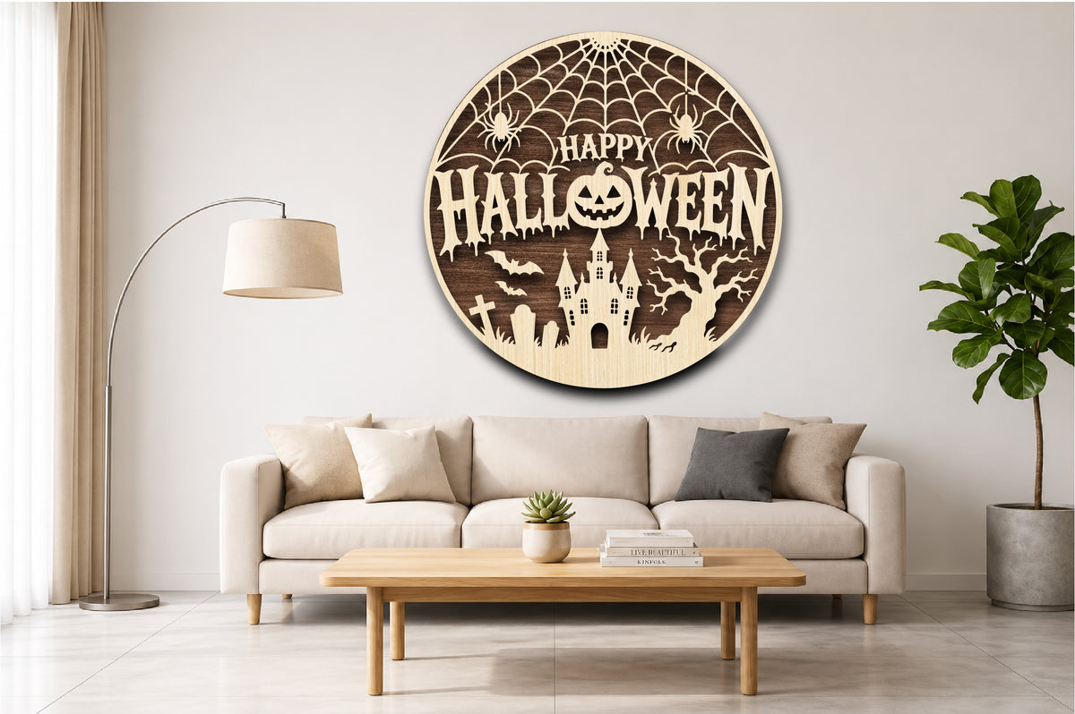 Happy Halloween Round Sign SVG