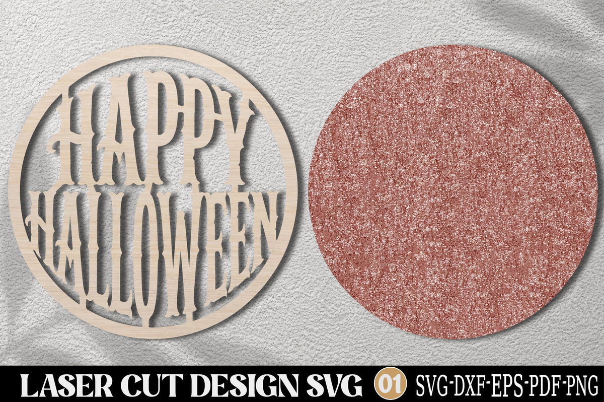 Happy Halloween Sign Laser Cut SVG | Spooky Halloween Text Ornament