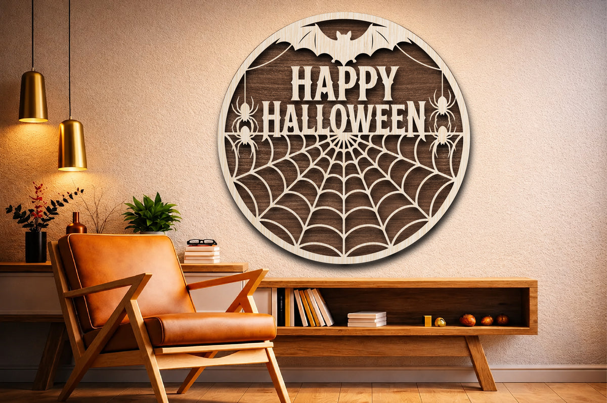 Happy Halloween Spider Web SVG