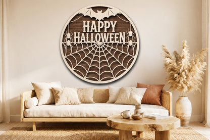 Happy Halloween Spider Web SVG