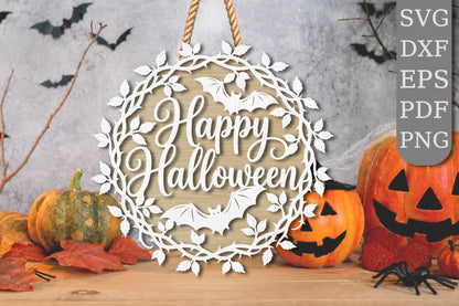 Happy Halloween Vine Wreath SVG